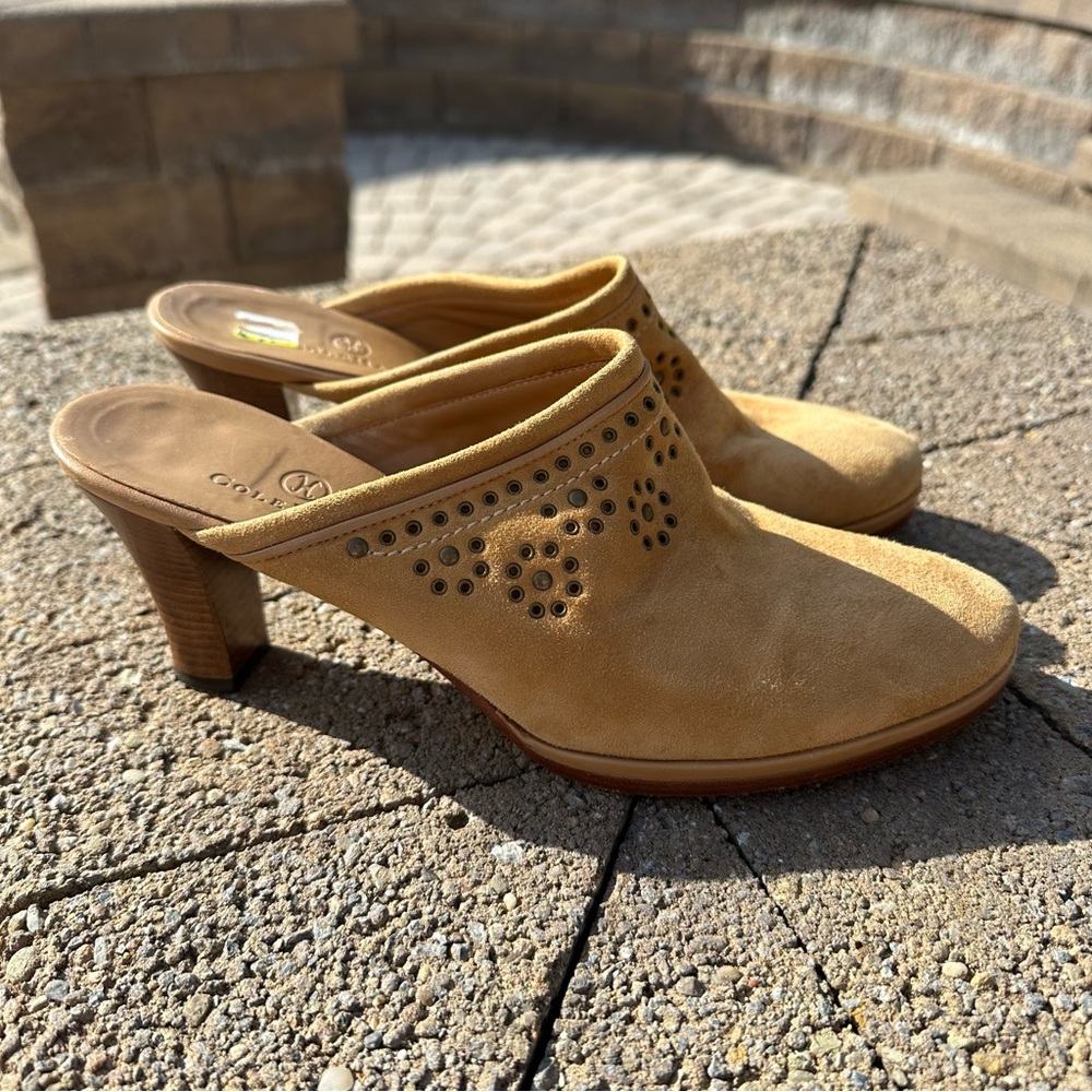 cole haan | suede closed toe kitten heel mule